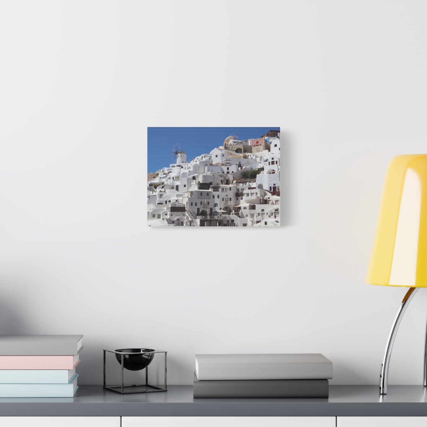 Oia Santorini White Houses Canvas — Matte Stretched Greek Island Wall Art