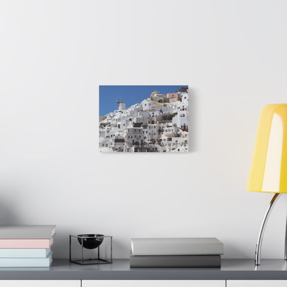 Oia Santorini White Houses Canvas — Matte Stretched Greek Island Wall Art