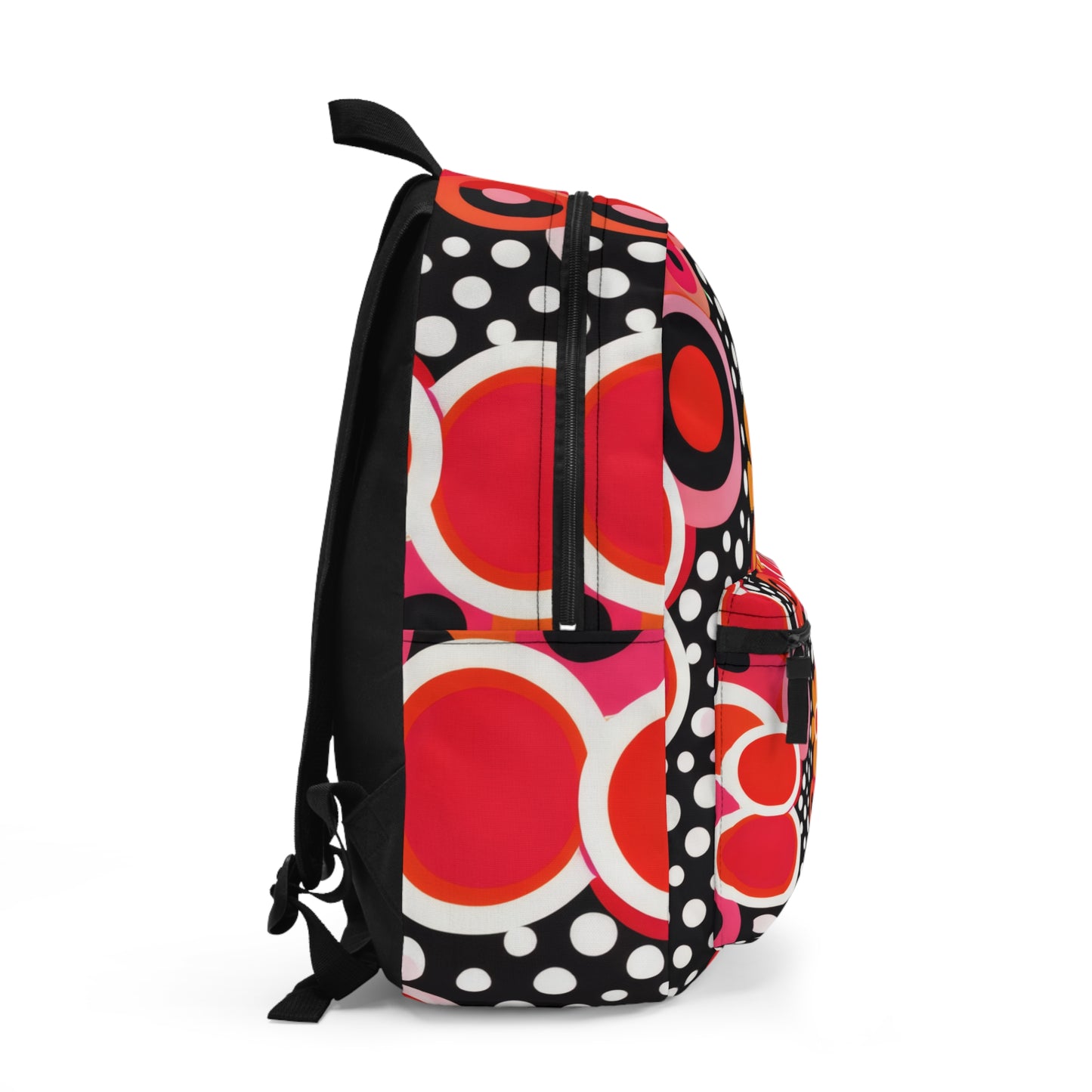 Retro Floral Circle Print Backpack – Colorful 60s-Inspired School & Everyday Bag