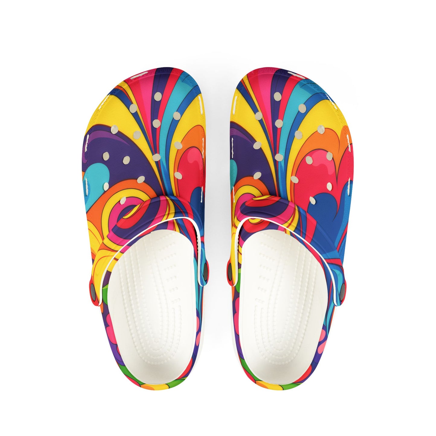 Colorful Psychedelic EVA Foam Clogs – Bright Swirl Garden Shoes