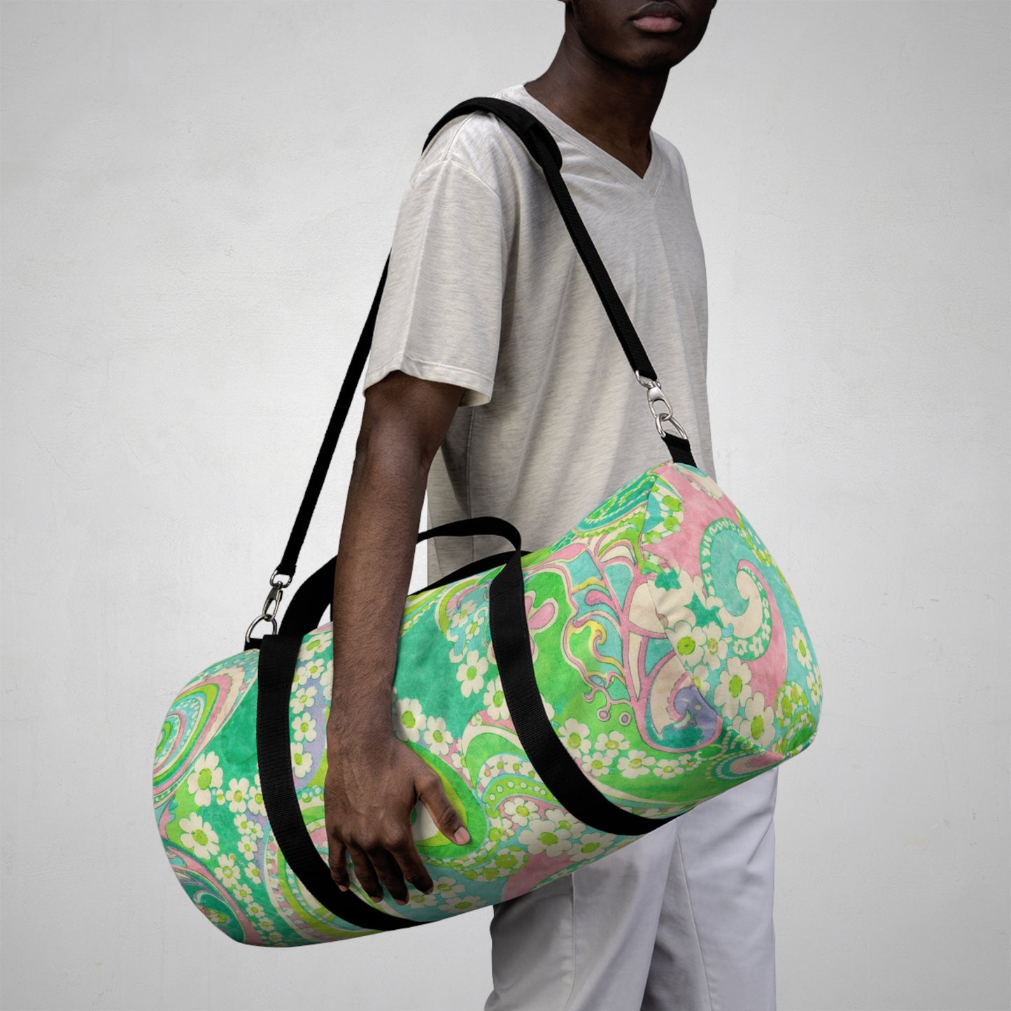 Green Paisley Duffel Bag – Floral Retro Travel Gym Bag