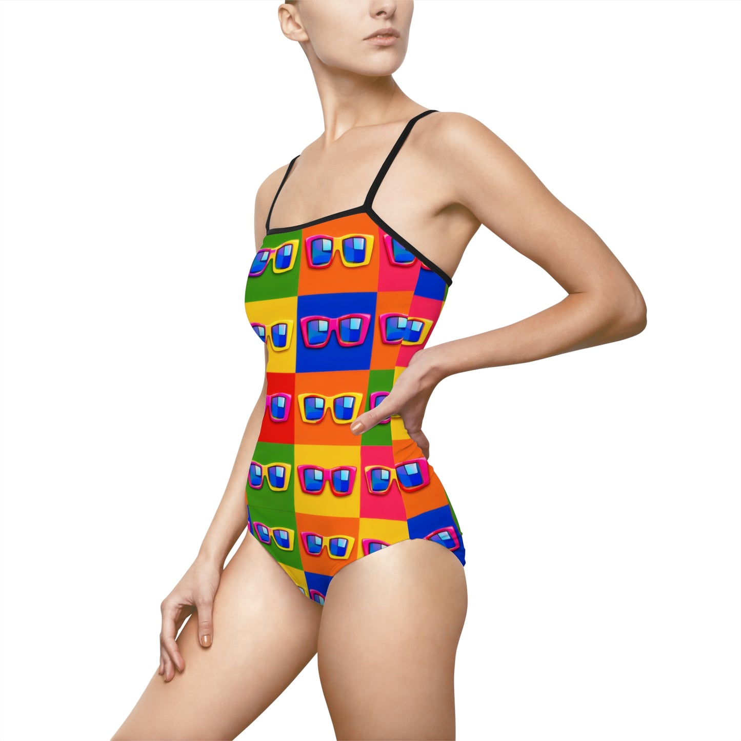 Retro Sunglasses Pattern One-Piece Swimsuit — Colorful Pop Art Beachwear