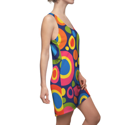 Racerback Dress — Colorful Retro Circle Print AOP