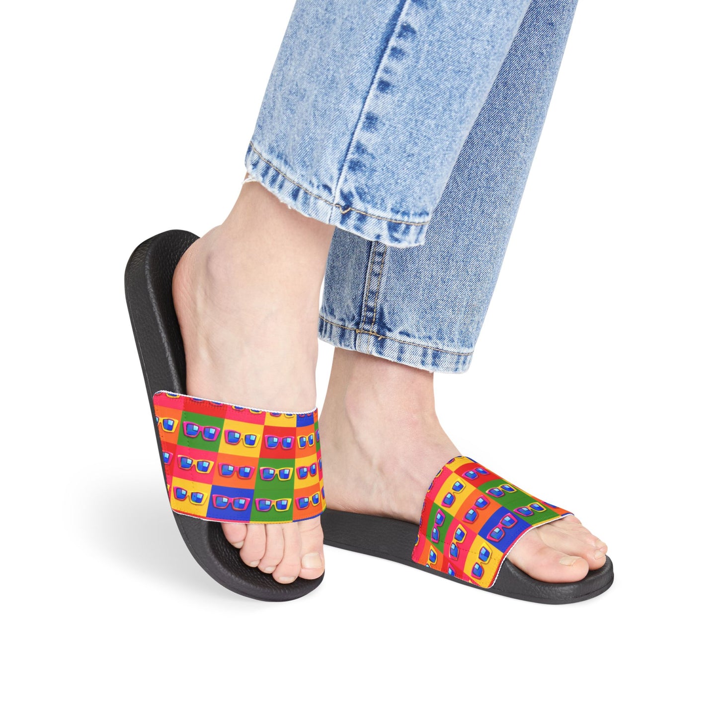Colorful Retro Cassette Slide Sandals — Women's Removable‑Strap Pool Slides