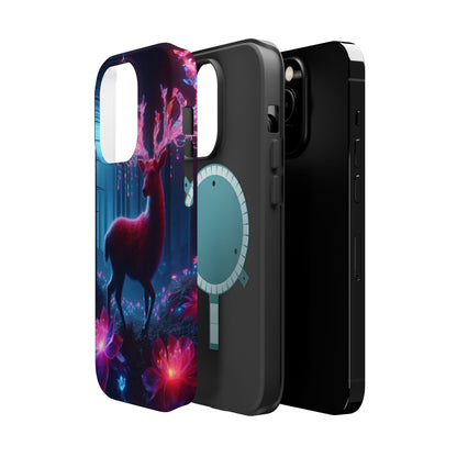 Magnetic Impact-Resistant Phone Case — Neon Fantasy Deer Forest Design