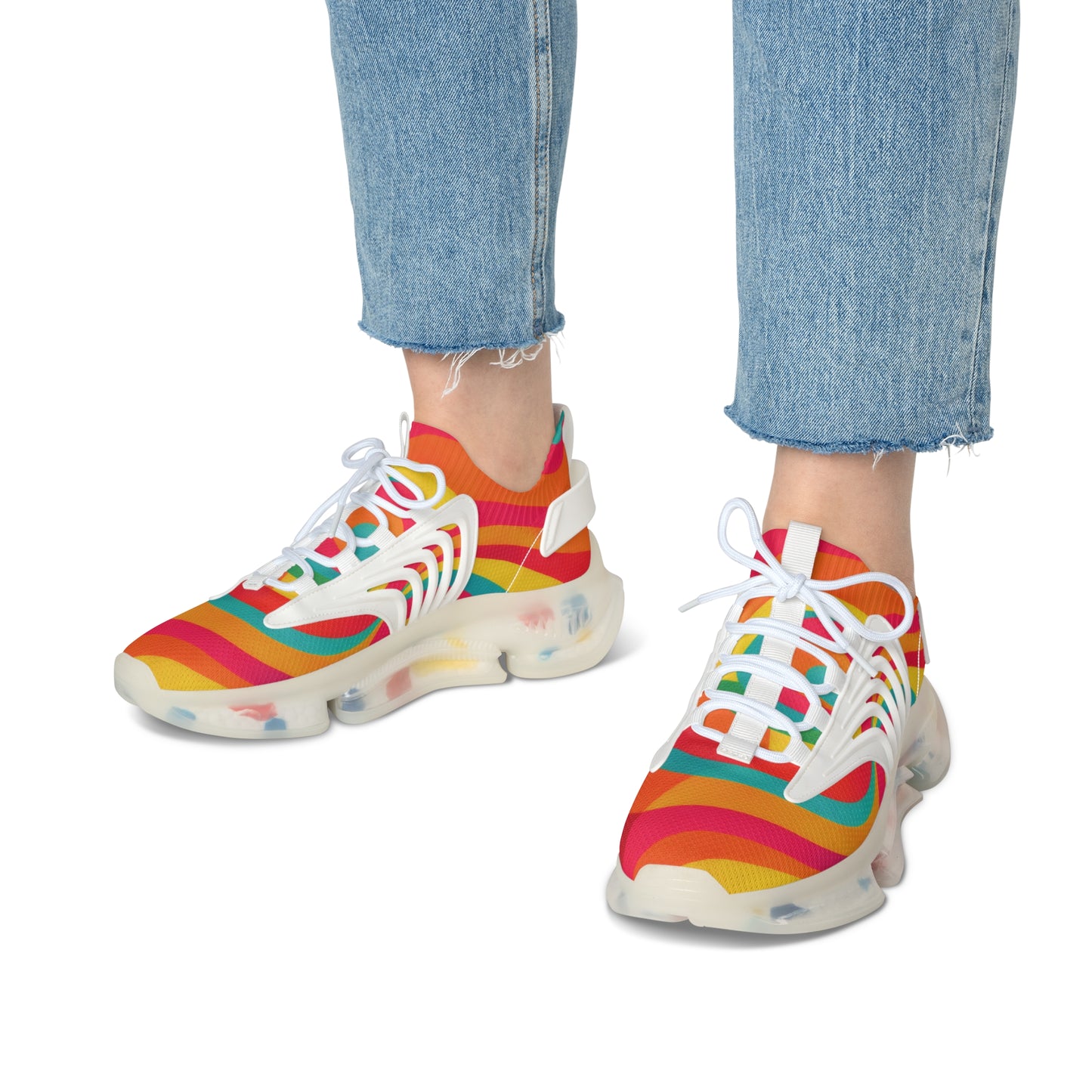 Women's Mesh Sneakers — Colorful Retro Wave Athletic Shoes