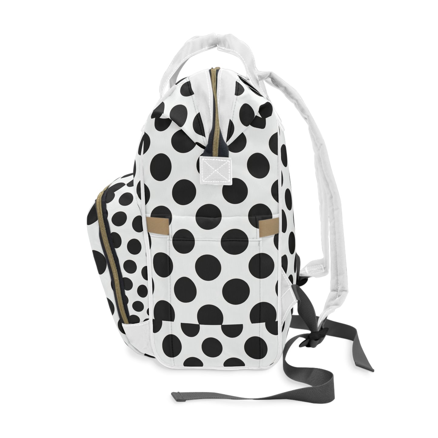 Polka Dot Multifunctional Diaper Backpack — Stylish Baby Bag with Multiple Pockets