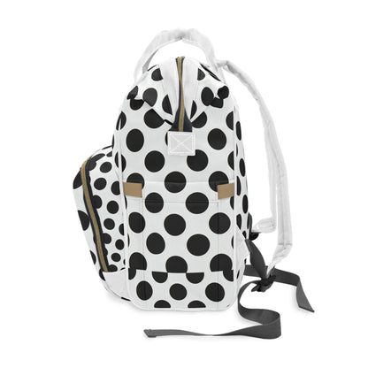 Polka Dot Multifunctional Diaper Backpack — Stylish Baby Bag with Multiple Pockets
