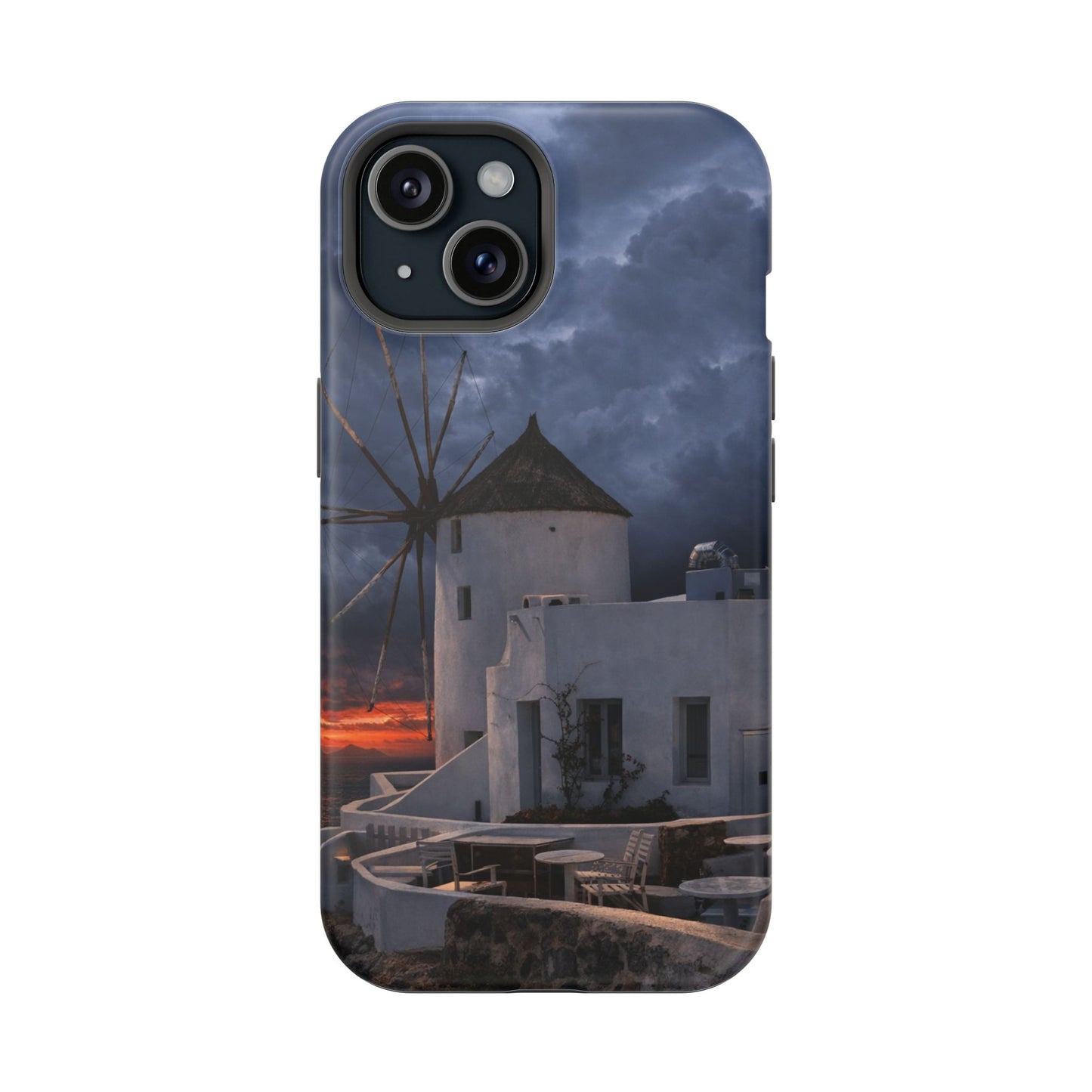 Santorini Windmill Sunset phone case | Magnetic impact-resistant case Greek Island Travel Gift
