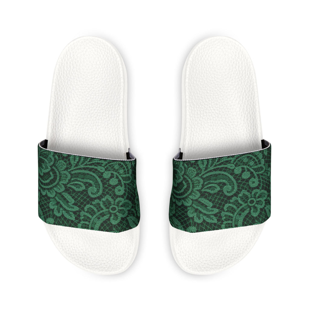 Emerald Damask Slide Sandals