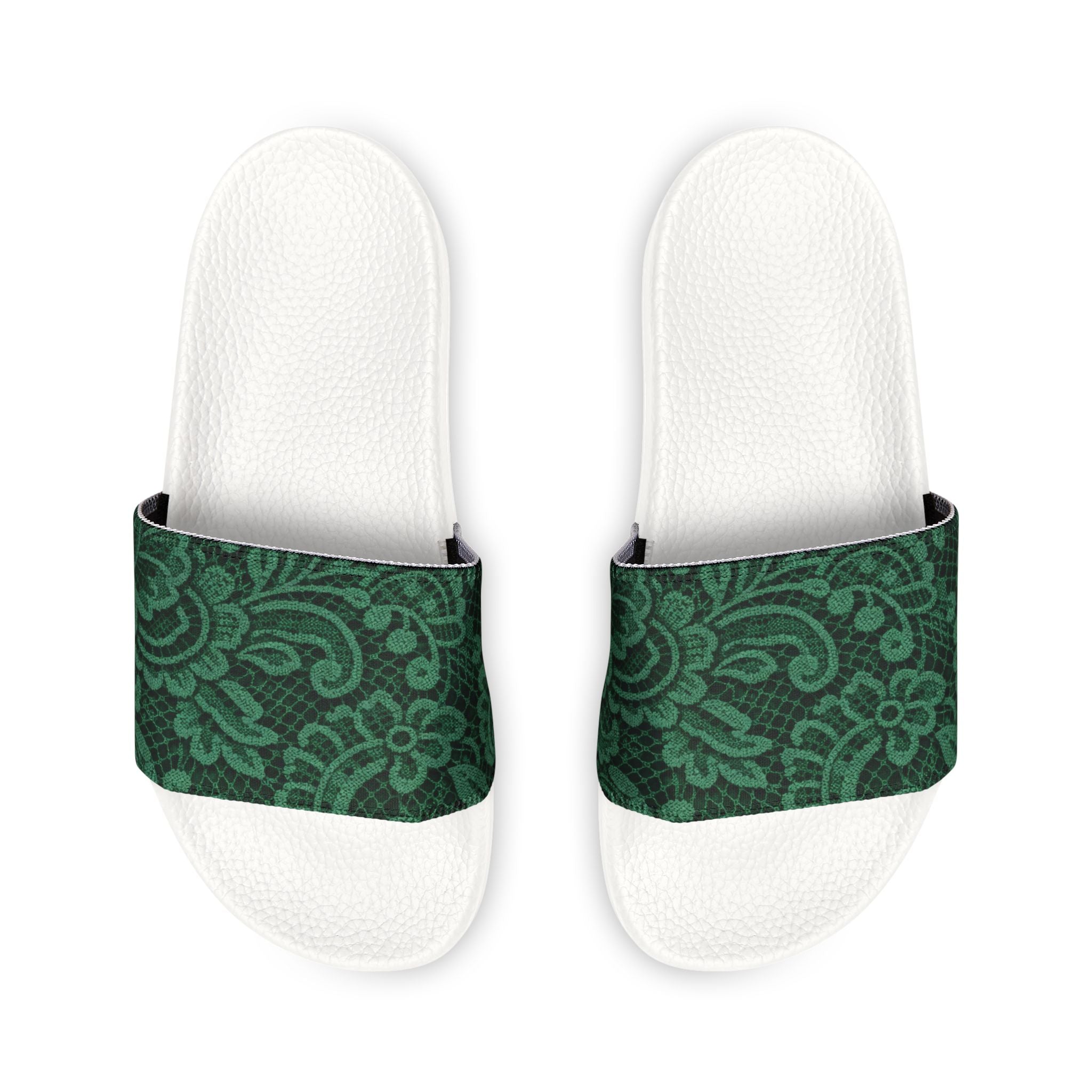 Emerald Damask Slide Sandals