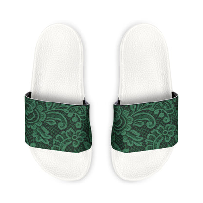 Green Paisley Slide Sandals — Women’s Removable- Strap Slides