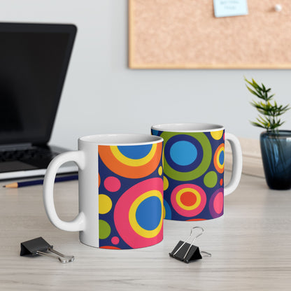 Retro Colorful Circles Ceramic Mug – Bright 11oz & 15oz Coffee Cup