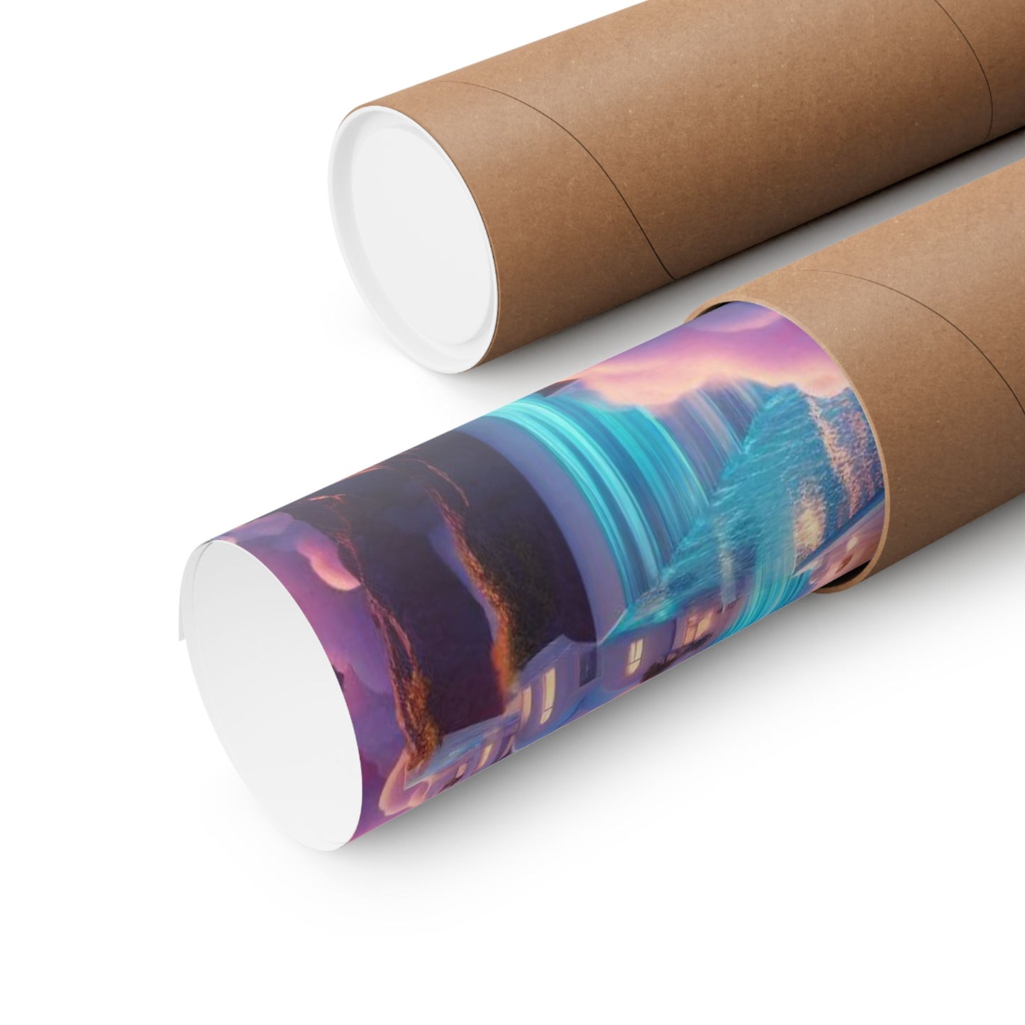 Dreamy Sunset Cloud City Matte Poster — Vertical Wall Art