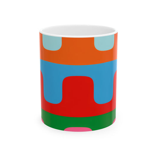 Bauhaus Colorblock Ceramic Mug | Mid-Century Geometric Coffee Cup (11oz, 15oz)