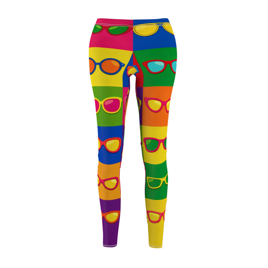 Rainbow Sunglasses Leggings — Colorful Pop Art Women's Casual Leggings