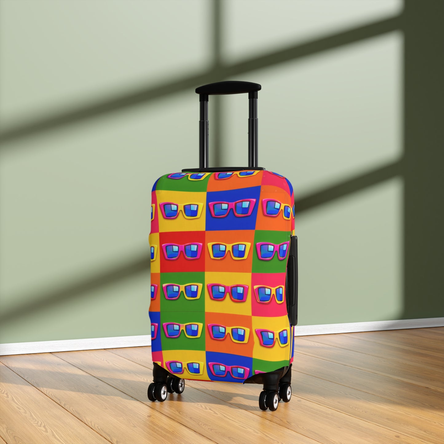 Bright Sunglasses Pattern Luggage Cover — Colorful Travel Suitcase Protector