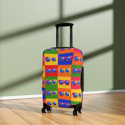 Bright Sunglasses Pattern Luggage Cover — Colorful Travel Suitcase Protector