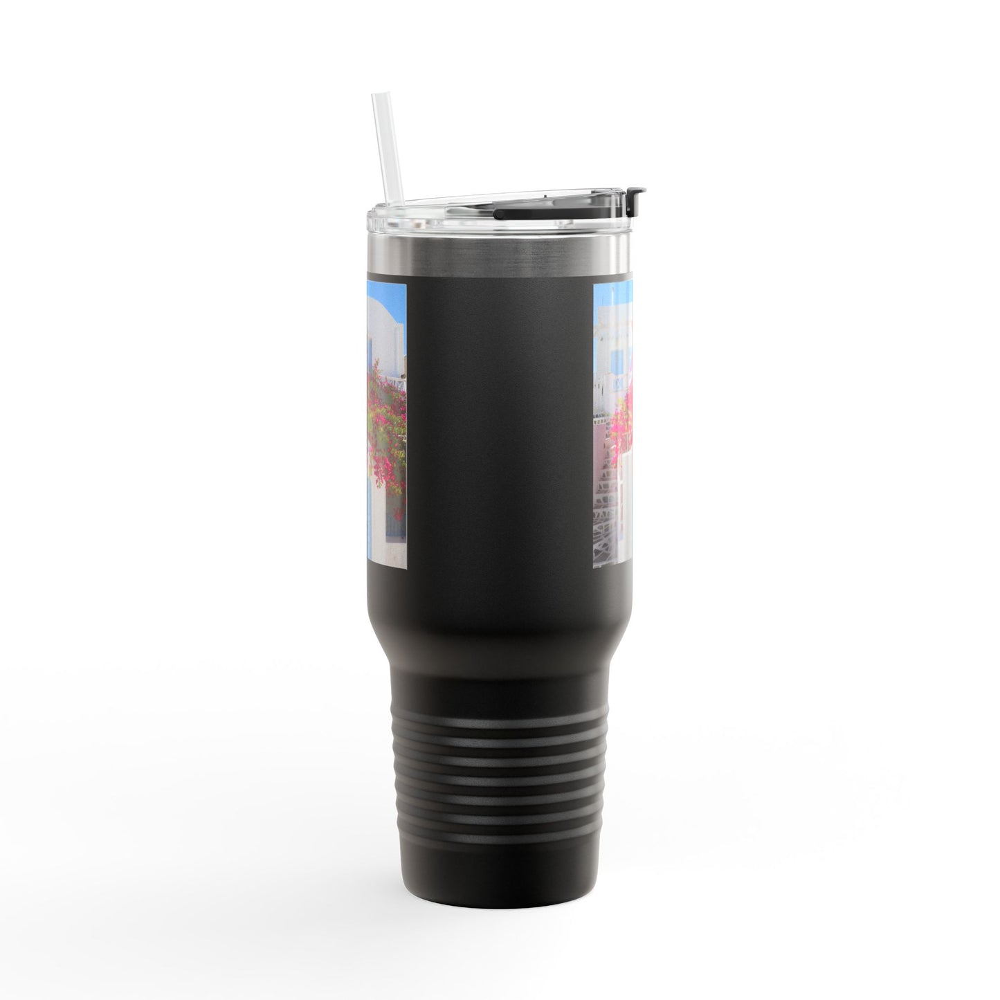 Oia Santorini Blue Door Travel Mug — 40oz Insulated Tumbler Greek Gift