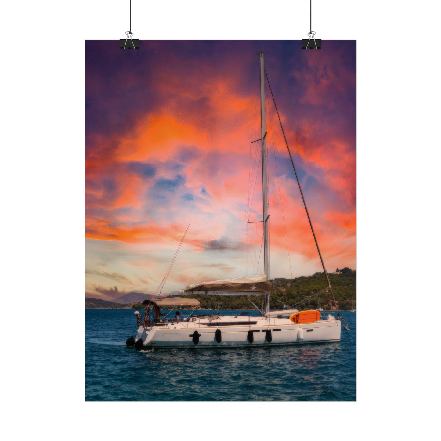 Sailboat Sunset Rolled Poster | Nautical Wall Art, Marina Sunset Print