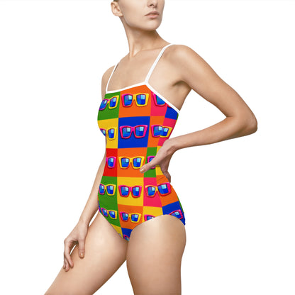 Retro Sunglasses Pattern One-Piece Swimsuit — Colorful Pop Art Beachwear
