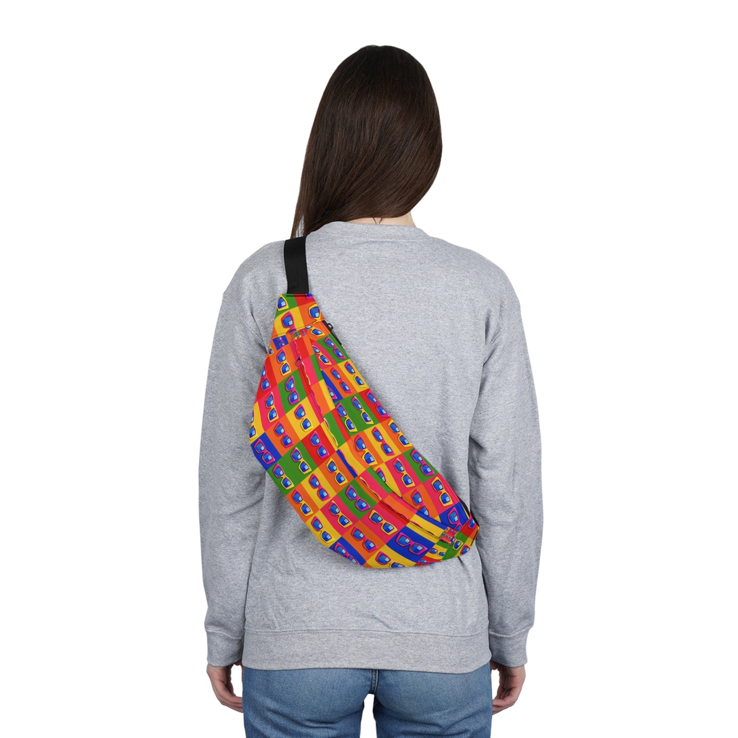 Retro Cassette Pattern Fanny Pack — Colorful 90s Waist Bag