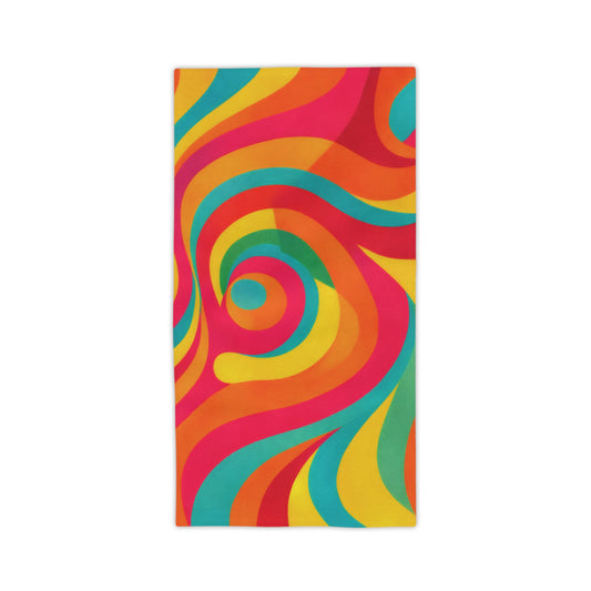 Psychedelic Swirl Beach Towel — Retro Rainbow Pool & Summer Towel