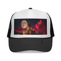 Moonlit Castle Trucker Cap — Gothic Nightscape Hat
