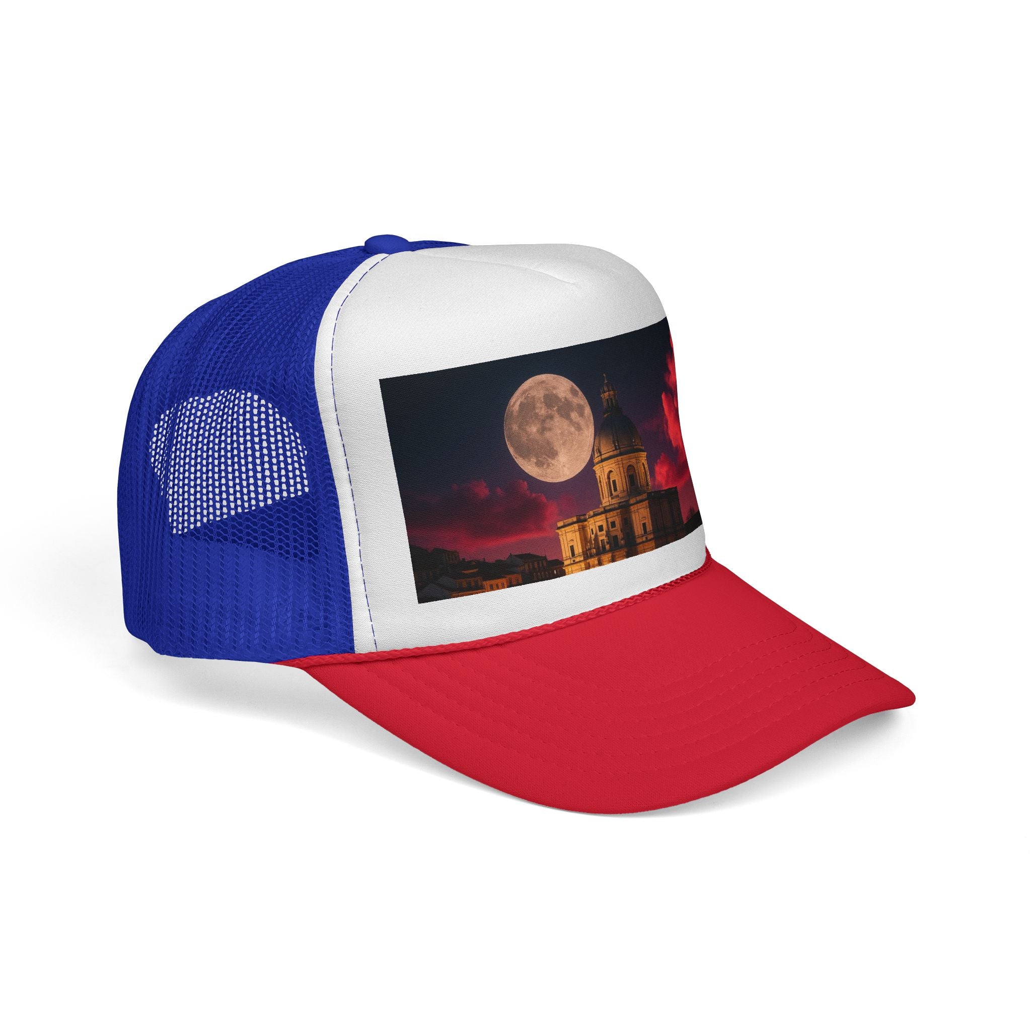 Moonlit Castle Trucker Cap — Gothic Nightscape Hat