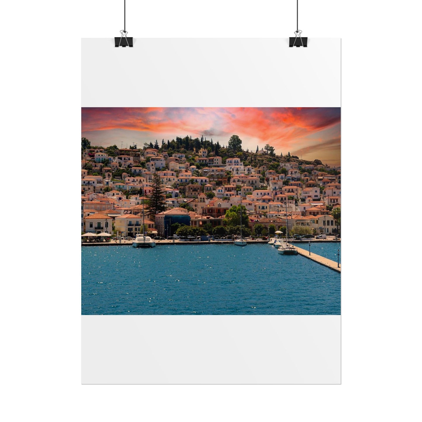 Sunset Poros Island Greece  Poster | Rolled Poster