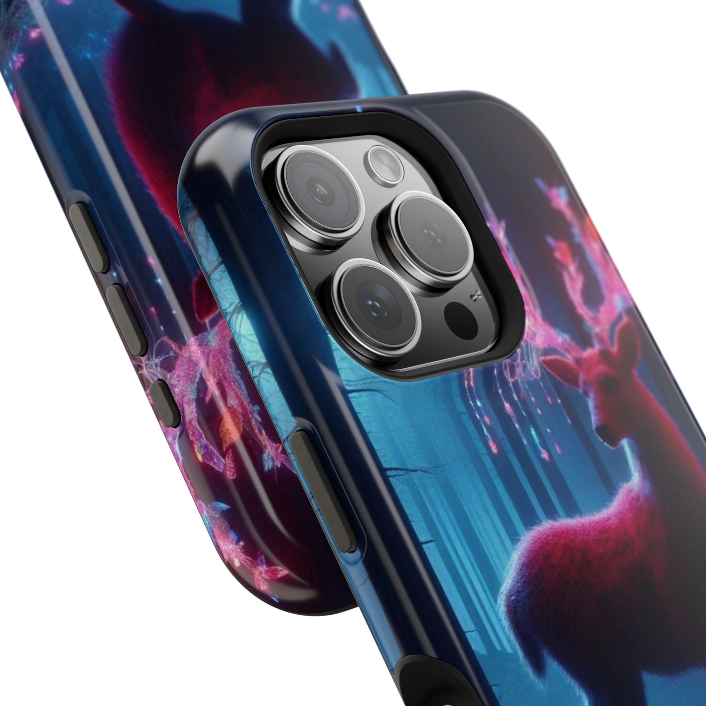 Magnetic Impact-Resistant Phone Case — Neon Fantasy Deer Forest Design