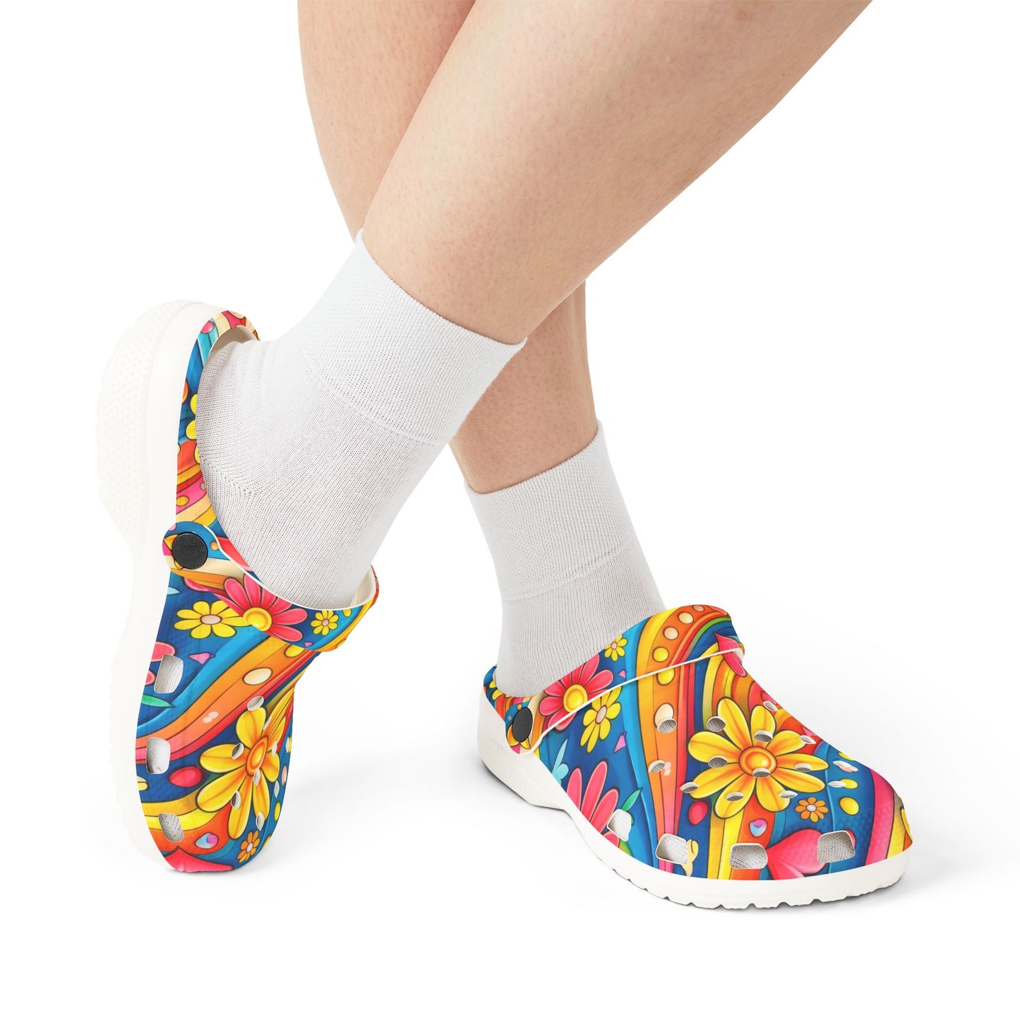 Colorful Floral Clogs — Vibrant Daisy EVA Foam Slip-On Shoes