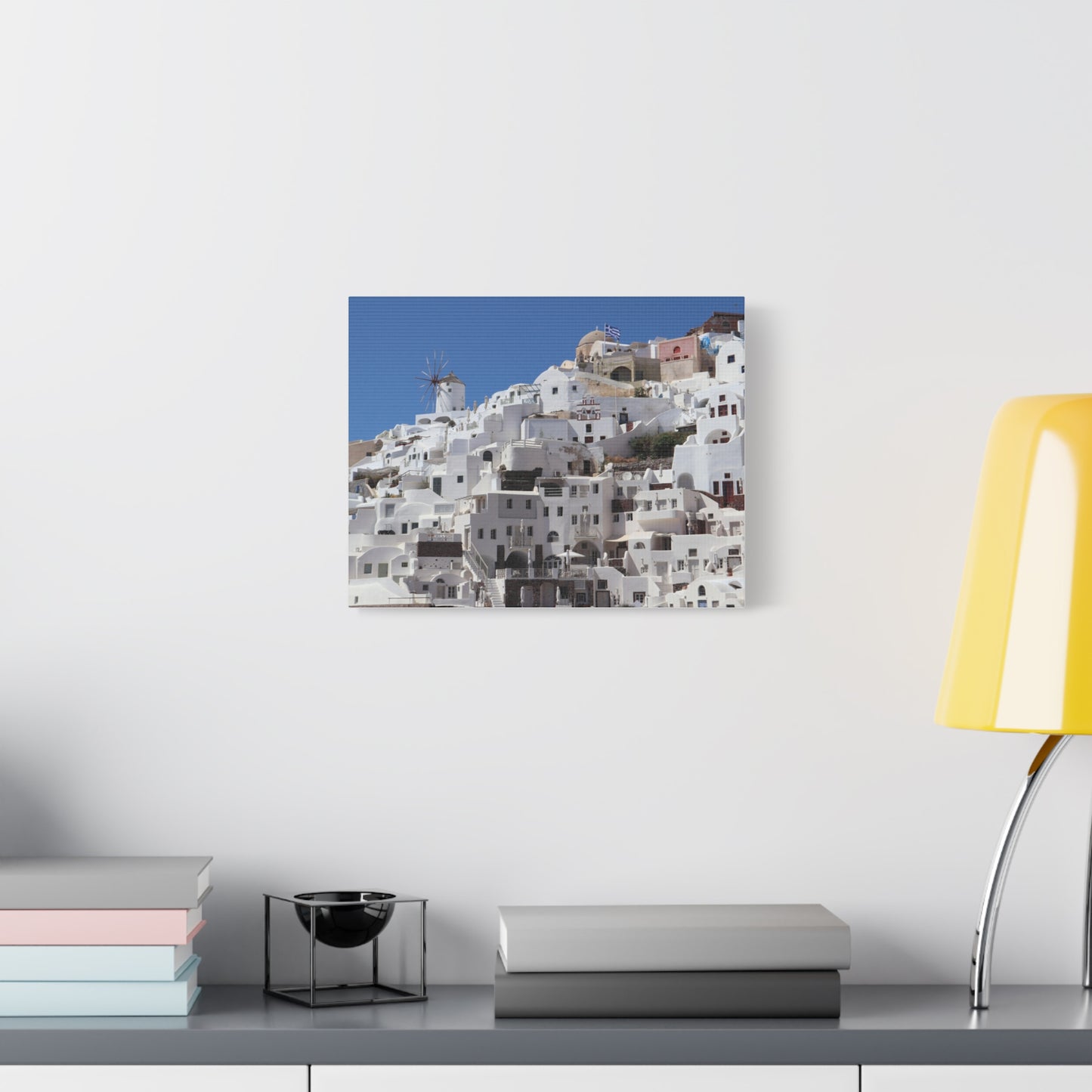 Oia Santorini White Houses Canvas — Matte Stretched Greek Island Wall Art