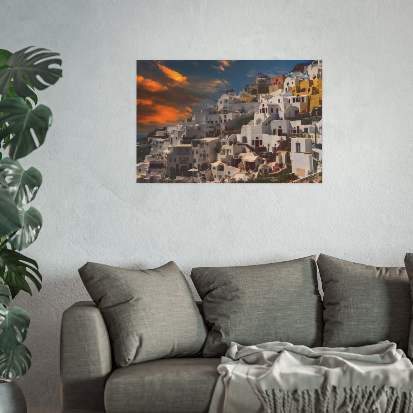 Santorini Sunset Dreams Satin  Poster