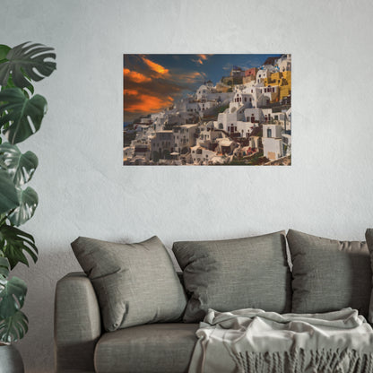 Santorini Sunset Dreams Satin  Poster