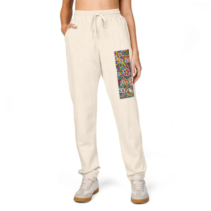 Hippie Peace Love Floral Print Men's Joggers