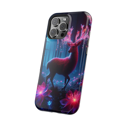Magnetic Impact-Resistant Phone Case — Neon Fantasy Deer Forest Design