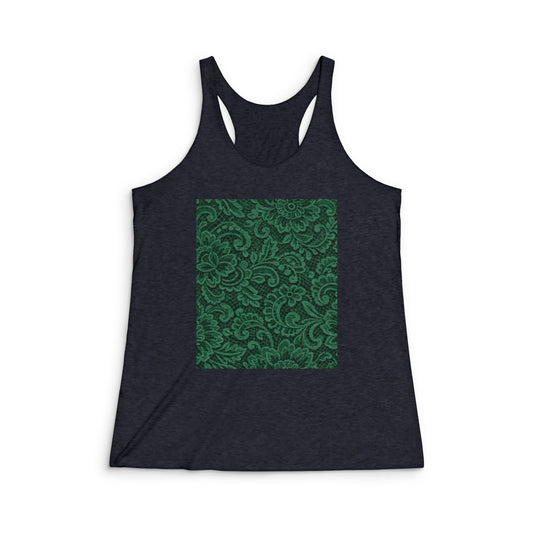 Green Paisley Pattern Racerback Tank Top — Women's Floral Boho Summer Tank