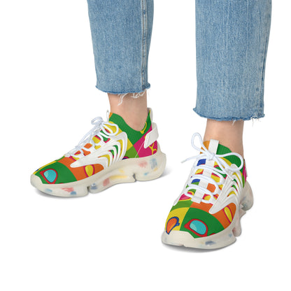 Colorful Pop Art Women's Mesh Sneakers — Retro Sunglasses Pattern