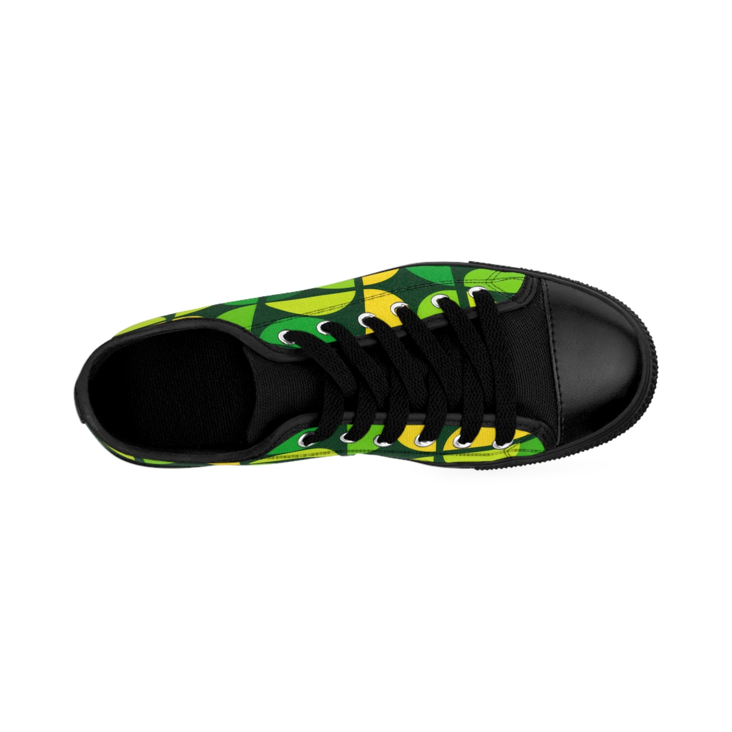 Geometric Green Leaf Pattern Women's Sneakers