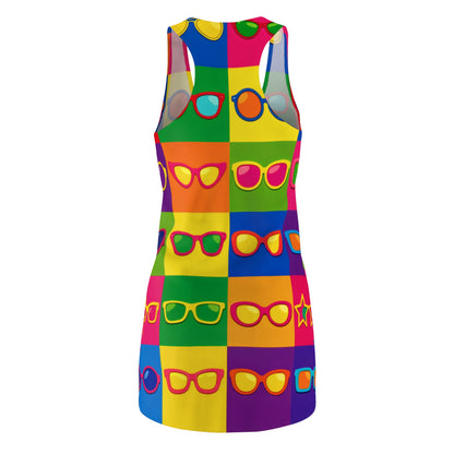 Sunglasses Pop Art Racerback Dress — Colorful Retro Shades All-Over Print