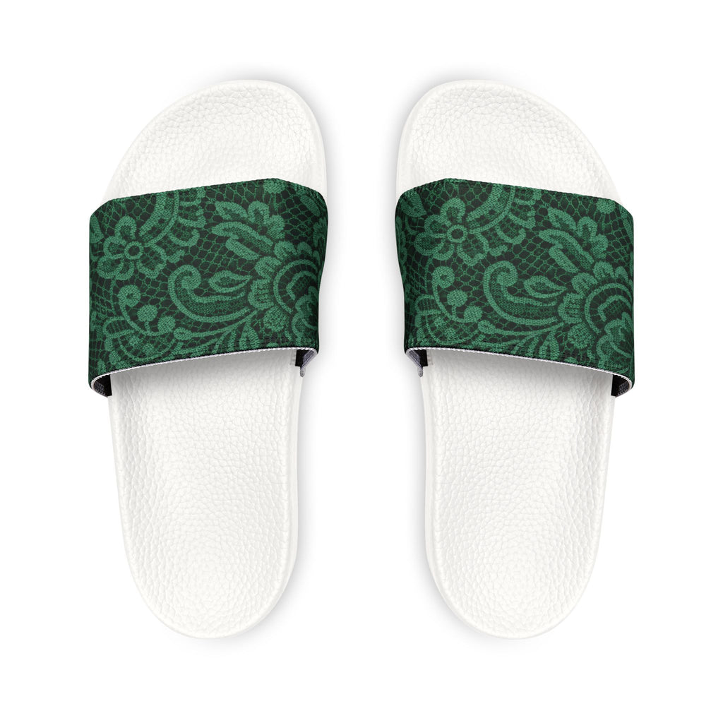Emerald Damask Slide Sandals