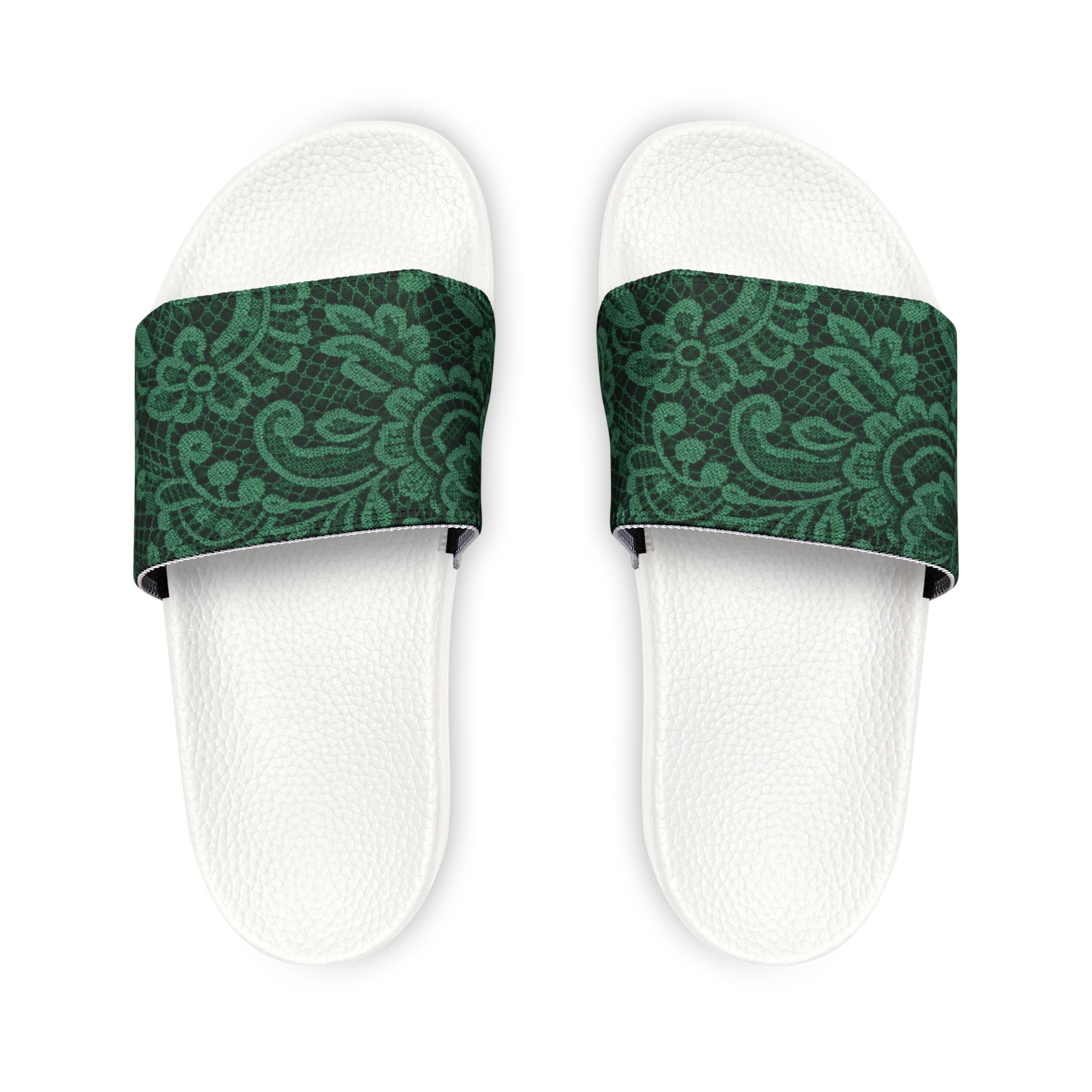 Emerald Damask Slide Sandals