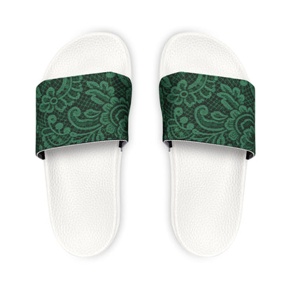 Green Paisley Slide Sandals — Women’s Removable- Strap Slides