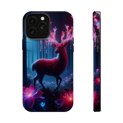 Magnetic Impact-Resistant Phone Case — Neon Fantasy Deer Forest Design