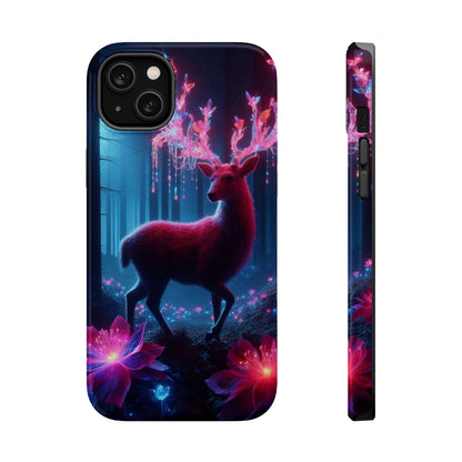 Magnetic Impact-Resistant Phone Case — Neon Fantasy Deer Forest Design