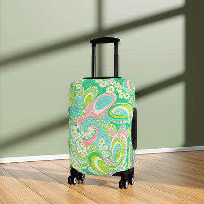 Pastel Paisley Luggage Cover – Floral Green Travel Protector