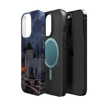 Santorini Windmill Sunset phone case | Magnetic impact-resistant case Greek Island Travel Gift