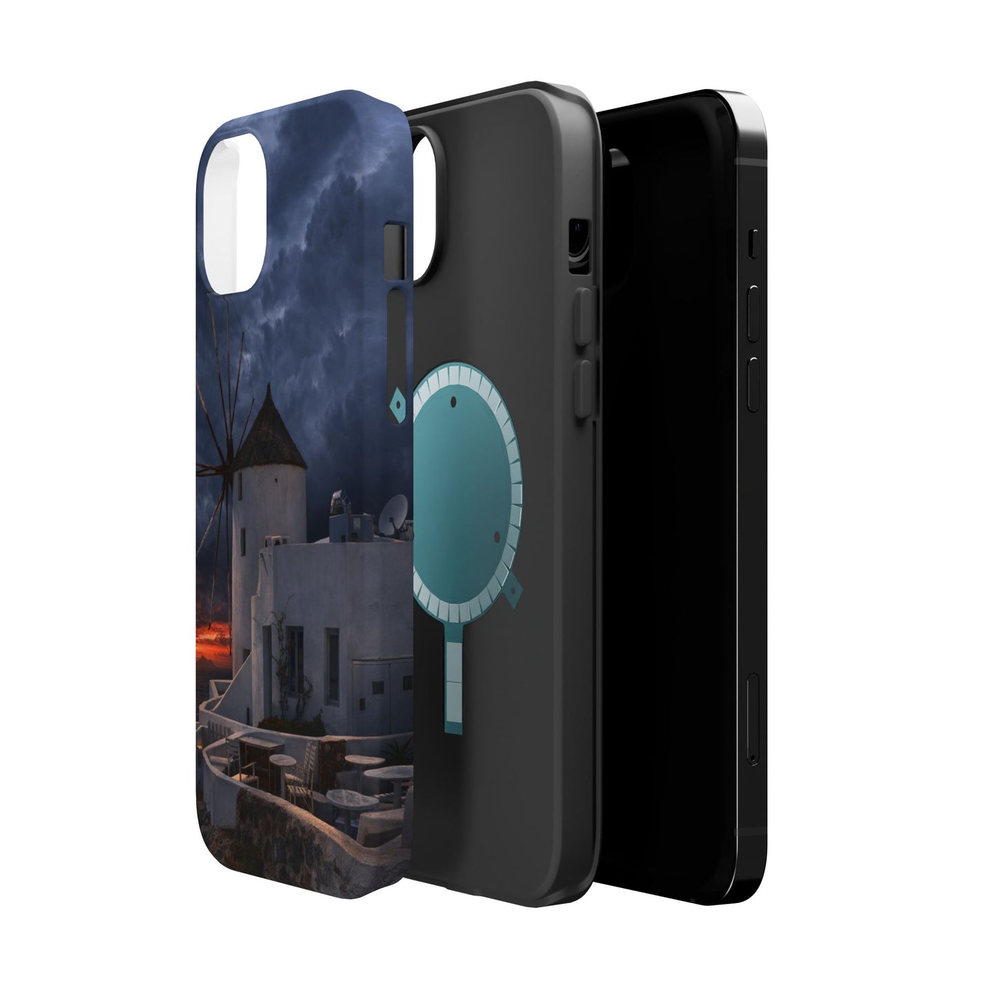 Santorini Windmill Sunset phone case | Magnetic impact-resistant case Greek Island Travel Gift