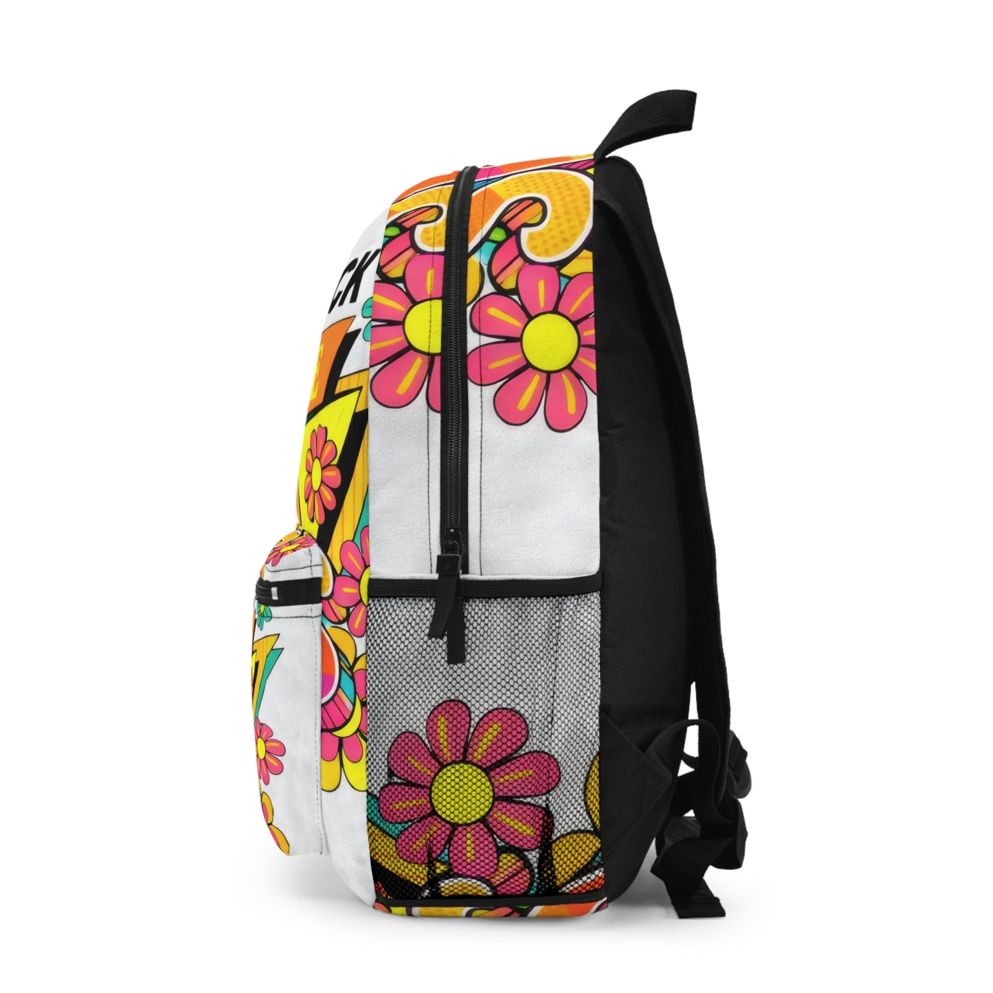60s Retro Backpack — "Take Me Back to the 60s" Psychedelic Floral School/Travel Bag